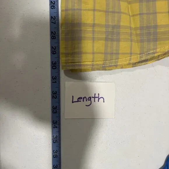 LL Bean Shirt Men's XXL Button Up Yellow Plaid Short Sleeve Linen Cotton Preppy - Picture 8 of 11